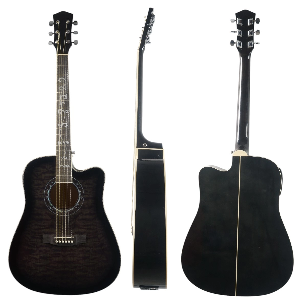Violão Folk Eletroacústico Bottechia Aço MF150CE Preto