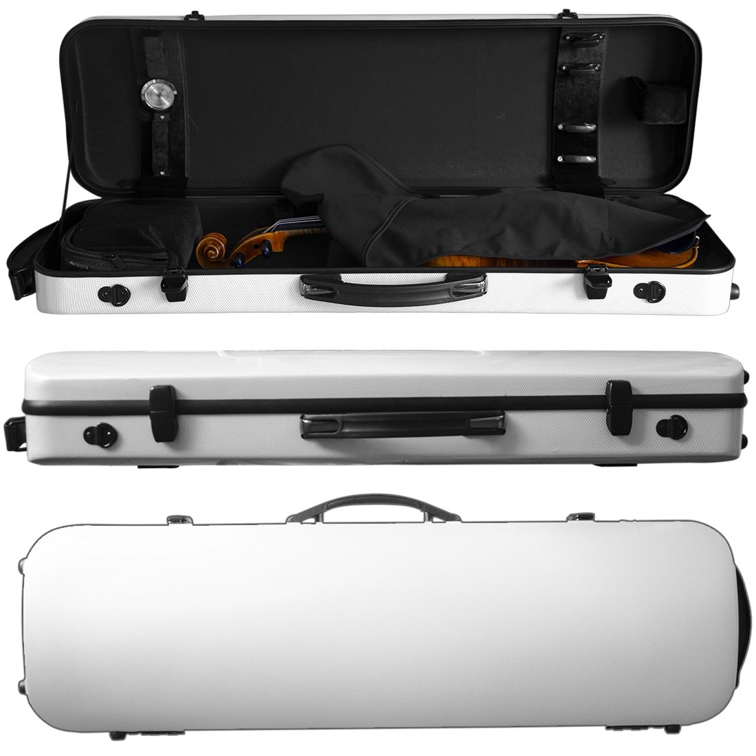 Estojo Case Violino Antoni Marsale Fibra Retangular Carbon White