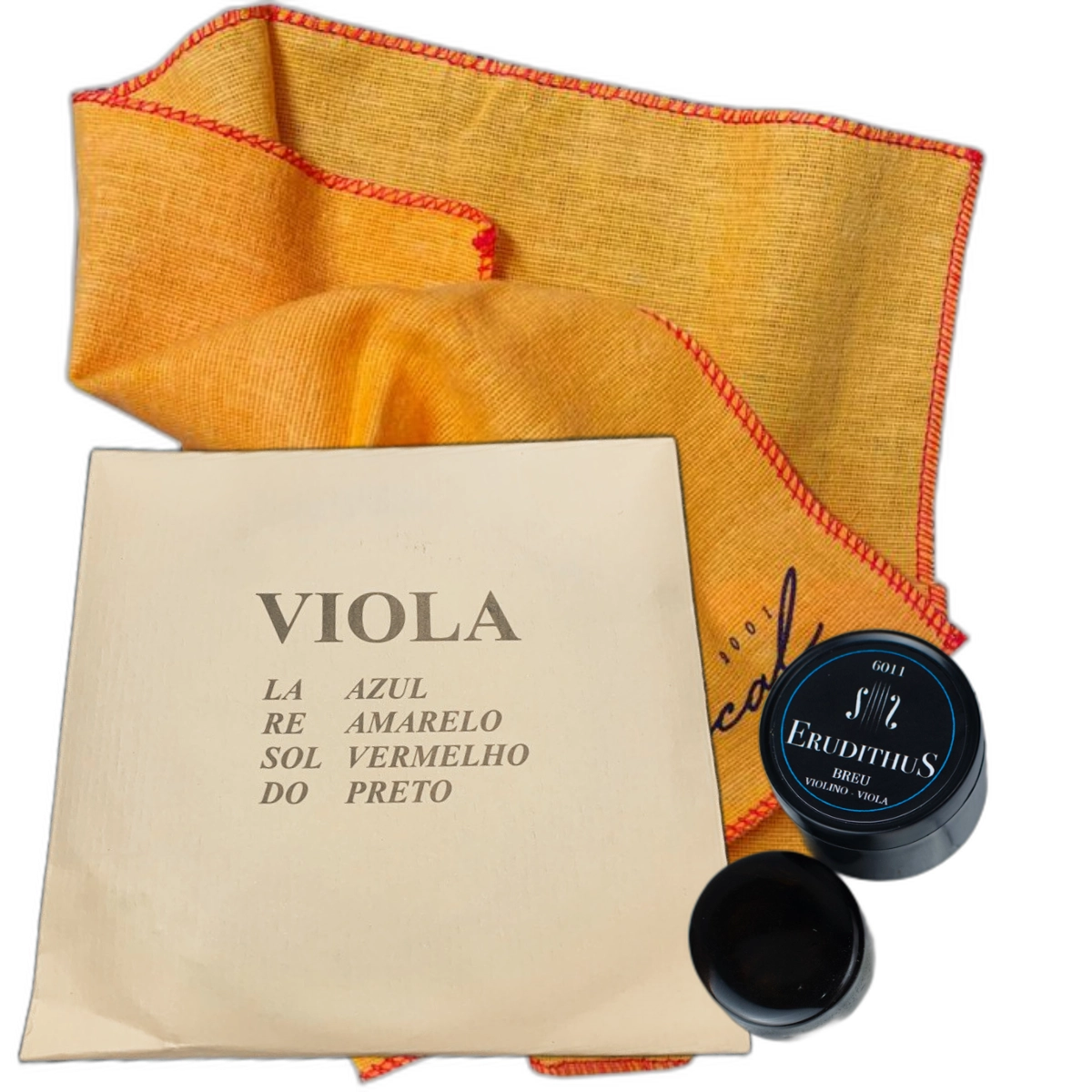 Imagem do produto Kit Encordoamento Viola Mauro Calixto / Breu Erudithus 6011 + Flanela